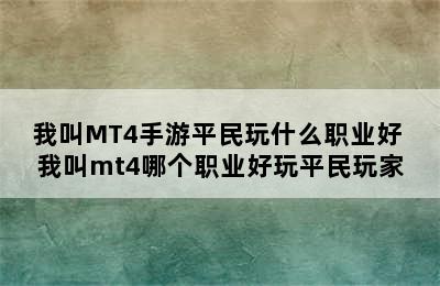 我叫MT4手游平民玩什么职业好 我叫mt4哪个职业好玩平民玩家